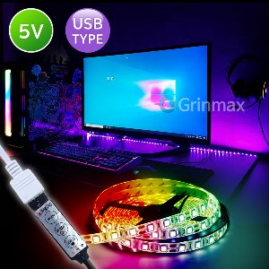 USB RGB 무드조명(유선) 5V 2.5M  /모니터 TV 실내등 스트립 LED간접조명